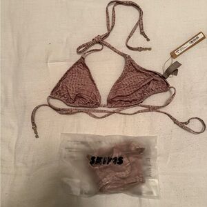 SKIMS Dusty Rose Textured Bikini Top